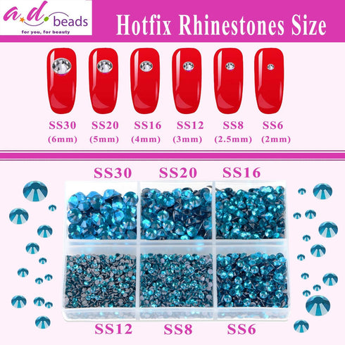 AD Beads 4500 Pieces Hotfix Rhinestones Flat Back 6 Sizes (2-6 mm) Crystal Round Glass Gems with Tweezers and Picking Rhinestones Pen or Crafts Na...