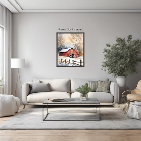 Posterizer 1 pcs-old farm house in snowy winter nature-in oil painting style-16-Landscape & Nature Art-GIft for Men Women Teens- unframed wall art...