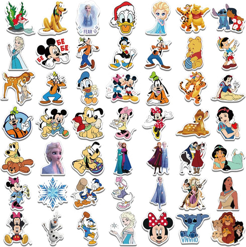 100Pcs Disney Princess Character Themed Waterproof Stickers for Gifts Water Bottles Cup Laptop Phone Guitar Car Motorcycle Bike Skateboard Luggage...