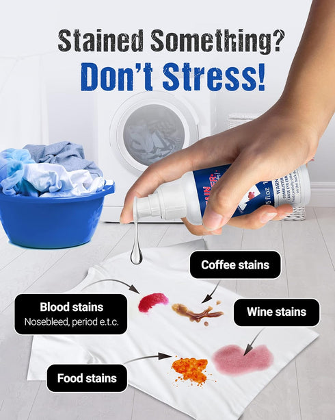 Stain Remover | Home Cleaning Supplies Blood Stain Remover for Clothes | Easily Removes Blood, Wine, Carpet, Grass, Pet, Baby Food Stains | Laundr...