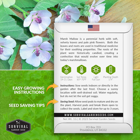 Marsh Mallow Seed for Planting - 1 Packet with Instructions to Plant and Grow Rare Medicinal Flowering Herbs in Your Home Vegetable Garden - Non-G...
