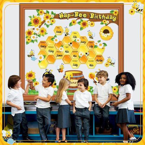 Bee Bulletin Board Set Decorations Summer Bee Sunflower Tree Honey Back to School Motivational Bulletin Board Cutouts for Sunflower Bee Theme Home...