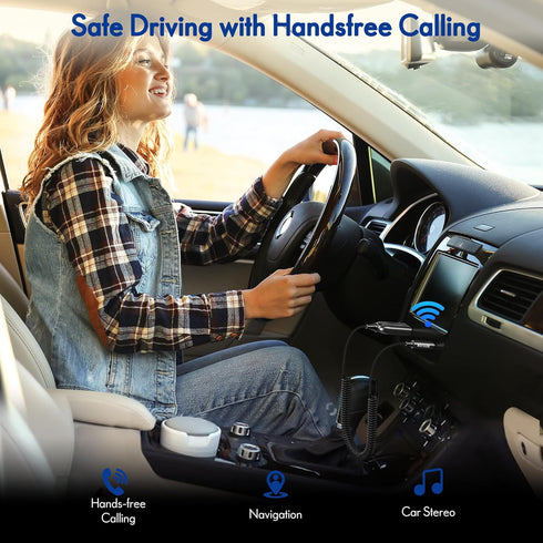 BESIGN BK07 Bluetooth Car Kit, Wireless Receiver for Handsfree Talking and Music Streaming, Bluetooth Aux Adapter for Car and Home Audio...