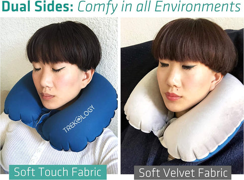 TREKOLOGY Inflatable Neck Pillow for Travel - Ultimate Comfort and Support for Airplanes, Cars, and More - Ergonomic Design for Restful Sleep and ...
