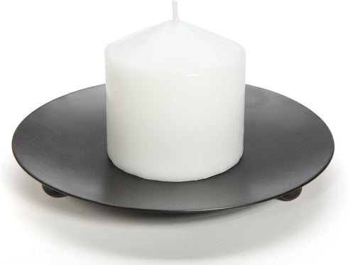 Hosley Set of 6 Black Iron Pillar Plates 7 Inch Diameter Ideal or Use for Weddings Candle Gardens Spa and Aromatherapy Incense Cones or Just As a ...