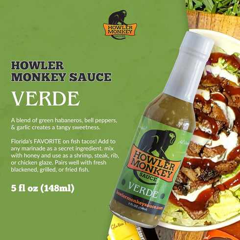 Howler Monkey Sauce Verde - Aji Chombo Inspired Hot Sauce - Gluten Free, No Carbs, Low Sodium - Traditional Panamanian Style - Livening Up Any Dis...