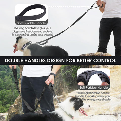 Hotsky Tactical Dog Leash Heavy Duty for Medium Large Dogs, 4-6Ft Strong Bungee Shock Absorbing Dog Leash, Padded Double Handle Military Dog Leash...
