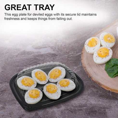 MT Products Clear Deviled Egg Containers Holds 6 Eggs 6.5" x 5.63" x 1.19" - Durable Egg Platter Tray (Pack of 12) - Made in the USA...