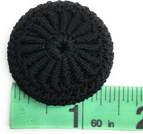 4 Crochet Black Buttons Set ~1-3/8" Inch - Hand Made Buttons - Blazer, Dresses~Sportcoats, Designers....