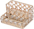 Hipiwe 2 Tiers Crystal Business Card Holder Stand Gold Mirrored Business Card Display Stand Organizer Desktop Business Card Storage Holder for Off...