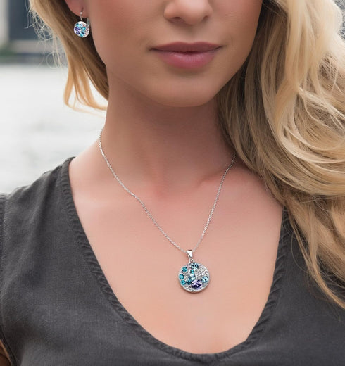 Leafael Ocean Bubble Women's Crystal Jewelry Set Costume Fashion Pendant Necklace Earring, Silver Tone or 18K Rose Gold Plated, 18" + 2", Gifts fo...