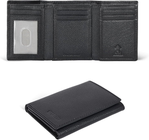 ESTALON Real Leather Trifold Wallet For Men-RFID Slim Tri Fold Wallets Minimalist 3 fold Credit Card Holder ID Window (Charcoal/Sierra)...