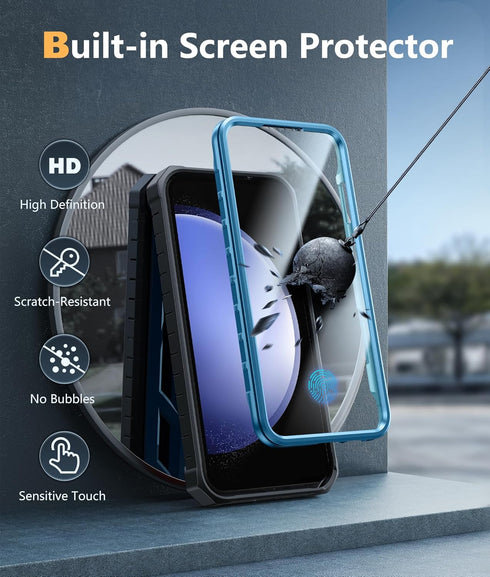 FNTCASE for Samsung Galaxy S23-FE Case: Military Grade Protective Hard Phone Case with Kickstand | Screen Protector | Shockproof TPU Full Protecti...