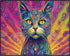 Posterizer 1 pcs- psychedelic funky hippie colorful cat 3-Fantasy & Fiction Art-Retro Art- Living Room Bedroom Decor- unframed wall art...