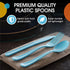 Disposable Light Blue Plastic Spoons 50 Pcs - Heavy Duty Light Blue Plastic Disposable Cutlery - Light Blue Disposable Flatware, Light Blue Plasti...