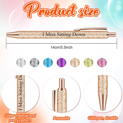 7 Pcs Funny Nurse Pens Glitter Metal Pen for Nurses Appreciation Gifts Black Ink Ballpoint Pens Retractable Ballpoint Pens Funny Gifts for Kids St...