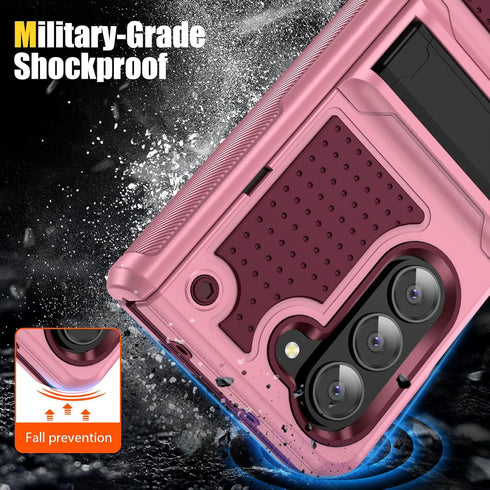 for Samsung Galaxy Z Fold 5 Case, Shockproof 2 in 1 Silicone Rubber with Hard PC Rugged Full Body Protection Phone Cover for Samsung Galaxy Z Fold...