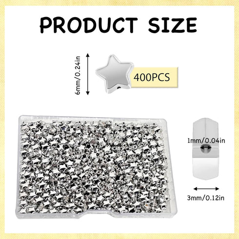 400 Pcs Star Beads Charm, 6mm Star Shape Spacer Star Spacer, Beads Star Pony Beads Five-Pointed Star Bracelet Charms with Box Sealing Star Beads f...