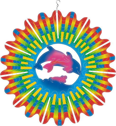 Dolphin Wind Spinners, 12 inch 3D Stainless Steel Hanging Wind Spinner Dolphin Gifts for Women/Men, Wind Catchers Kinetic Sculpture for Indoor/Out...