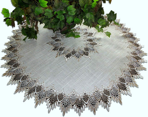 Galleria di Giovanni X- Large 33 Inch Table Topper Dresser Scarf Neutral Earth Tones European Lace...