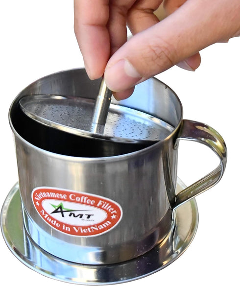 AMT 6.5 OZ Vietnamese Coffee Maker Coffee Filter, 2-3 Servings Phin, Screw Down Coffee Vietnamese Coffee Dripper for Vietnamese Style at Home Offi...