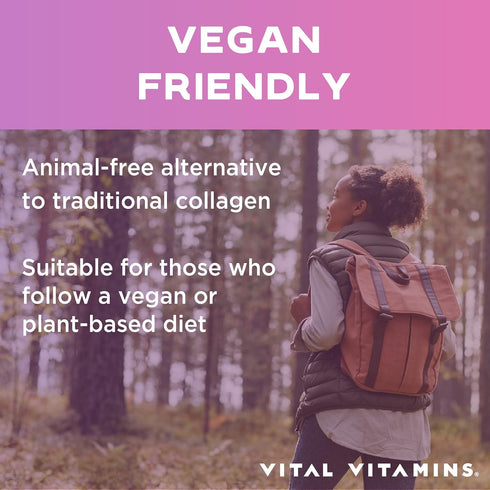 Vital Vitamins Vegan Collagen Booster - Plant Collagen Supplements - Supports Hair, Skin, Nails & Joints - with Hyaluronic Acid - 60 Capsules...