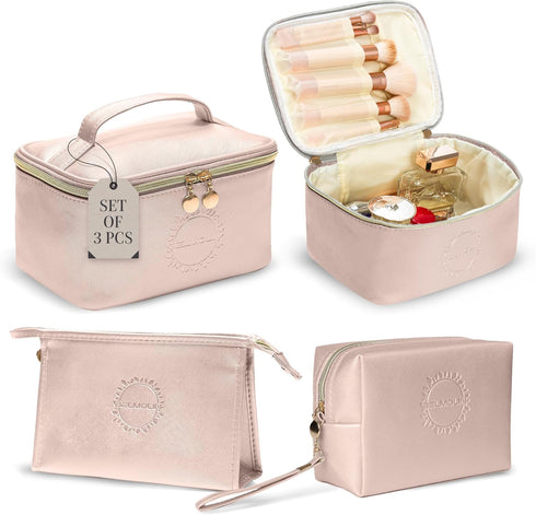 3 Pcs Cosmetic Bags For Women - Travel Toiletry Bag For Women - Aesthetic Makeup Bag Set - Waterproof Travel Cosmetic Bag Set - Multifunctional Ma...