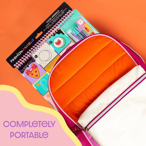 Fashion Angels Step-by-Step Learn to Draw Food Animals Portfolio - 30 Sheets, 3 Mechanical Pencils, 12 Color Refills, 1 Eraser - Instructional Kaw...