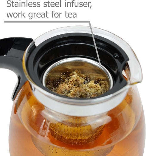 Glass Teapot with Removable Infuser & Protection Base, Tea Maker Serving Pot for Blooming Tea Loose Leaf Tea - 1350ml/47oz...