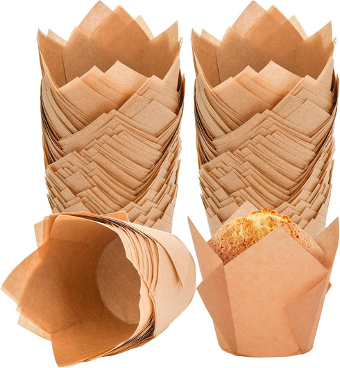 200Pcs Tulip Cupcake Liners Muffin Baking Liners Holders Premium Baking Cups Cupcake Wrappers Christmas Cupcake Lliners for Weddings, Birthdays, A...