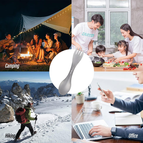 TiTo Titanium Spork 2-in-1 Spoon,Fork and Knife Lightweight Camping Utensil,Eco-Friendly Flatware for Outdoor Traveling,Hiking,Backpacking and Pic...