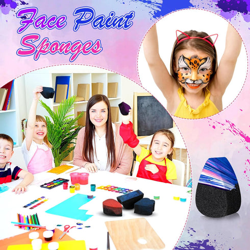32 Pcs Face Paint Sponges Face Painting Sponges High Density Face Painting Supplies for Kids Adults Art Works Makeup Body Painting, 4 Style, Water...