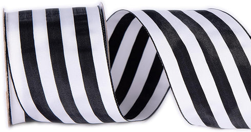 2.5inch Wide 10 Yards wired gift wrapping ribbon black White stripe wired ribbon for gift wrapping crafts DIY Christmas Tree Decor, wreaths, Bows ...