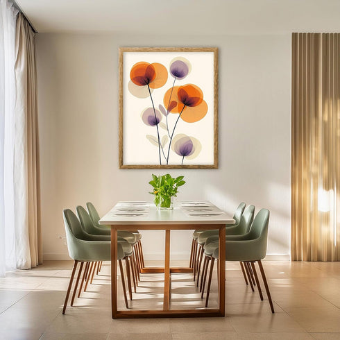 Posterizer 1 pcs-minimalist dainty flowers in orange and purple art 7-Abstract & Modern Art-Floral & Botanical Art-Chic Home Decor- unframed wall ...