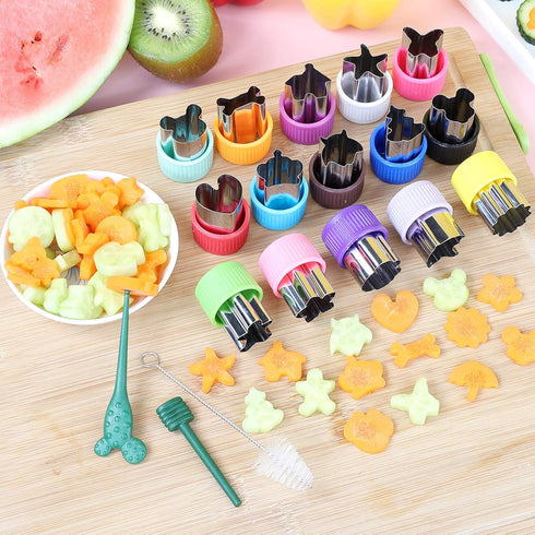 Mini Cookie Cutter Set 30 pcs for Kids Vegetable Cutters and Fruit Stamp Mold Different Shapes and Sizes Stainless Steel...