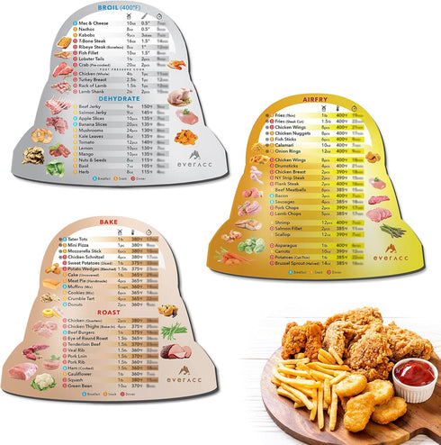 Air Fryer Magnetic Cheat Sheet Set, Air Fryer Accessories Multi Cooking Program Cook Times Chart, Instant Pot Air Fryer Frying Quick Reference Gui...