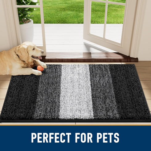 smiry Dog Door Mat for Muddy Paws, Absorbs Moisture and Dirt, Low-Profile Entryway Mat with Non-Slip Backing, Mud Mat for Dogs, Entry Indoor Doorm...
