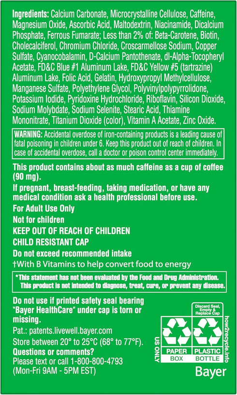 One A Day Energy Multivitamin with Vitamin A, C, D, E, Zinc for Immune Health*, Caffeine, Biotin, B6, B12 & More, 50 Tablets...