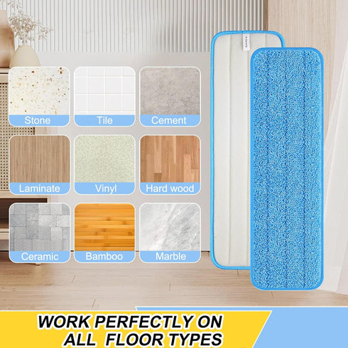 18 inch Reusable Mop Pads Microfiber Spray Mop Replacement Heads for Wet/Dry Mops Compatible with Bona Floor Care System (5 Pack)...