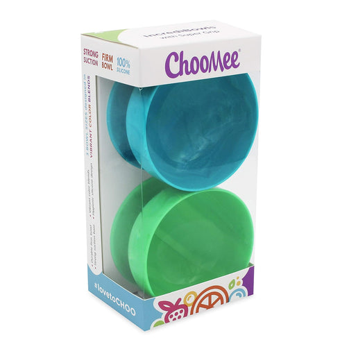 ChooMee Baby Suction Bowls & FlexiDip Learning Utensil Set, 4 CT Small, Aqua Green...