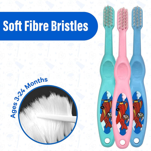 Baby Toothbrush- Soft Bristles – Set of 3 Toddler Toothbrush for Boys and Girls –Cute Colors and Designs Great Gift for Baby's and Toddlers...
