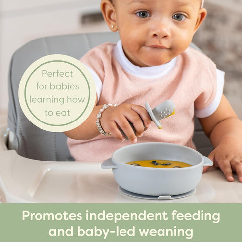Upward Baby 3 pack Silicone Baby Feeding Spoon with Anti Choke Barrier - Baby Spoons Self Feeding 6 Months, First Stage Infant Supplies and Toddle...