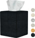 Black Tissue Box Cover, Cute Linen Fabric Decorative Square Tissue Box Holder/Organizer for Bathroom Vanity Countertop/Office/Nightstand/Desk...