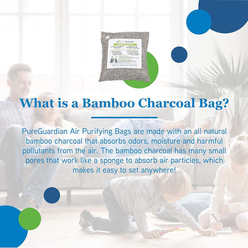 PureGuardian CB200 Bamboo Charcoal Air Purifying Bag, Eco-Friendly, Naturally Absorbs Odors, Excess Moisture and Pollutants, 200g, Gray...