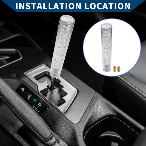 Shift Knob W/ 2 Adapter/Front Gear Shifter Knob for Automatic and Manual Vehicles/Faux Crystal Stick Shifter Lever Knob Acrylic 20cm / 1Set Clear...
