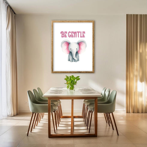 Posterizer 1 pcs-be gentle-cute elephant quote-Kids Room Art-Motivational & Inspirational Art-Gift for Daughter, Son, Kids-decor for nursery toddl...