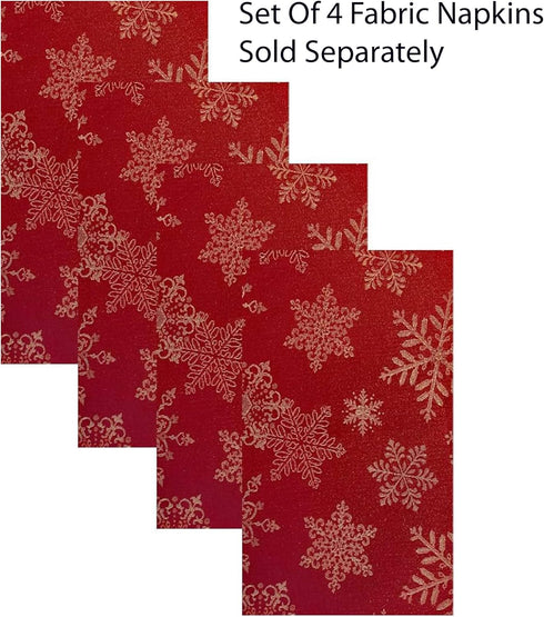 Newbridge Fancy Metallic Snowflake Christmas Fabric Tablecloth, 70 Inch Round, Red Gold, No-Iron Soil Resistant Sparkling Snowflakes Woven Holiday...