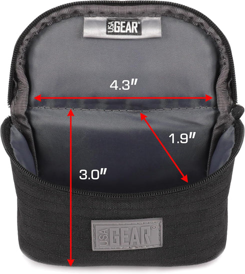 USA Gear Small Camera Pouch w/Belt Loop, Weather Resistant Exterior - Belt Loop Camera Case Compatible with Olympus Tough, Sony Cybershot Camera, ...
