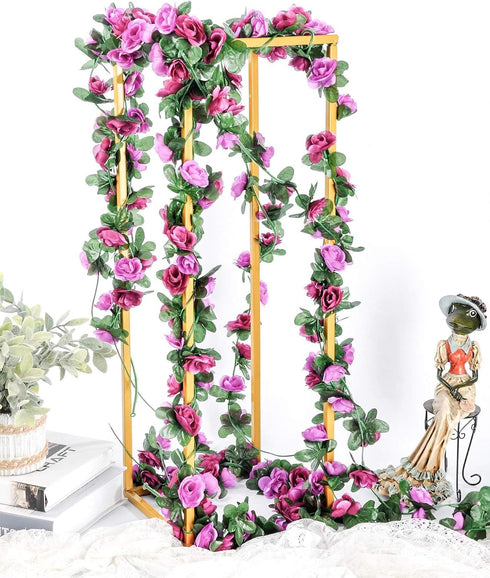 Miracliy 9Pcs 74FT Purple Flower Garland Artificial Rose Arch Vines Fake Spring Floral Garland for Flower Wall Backdrop Wedding Mothers Day Garden...