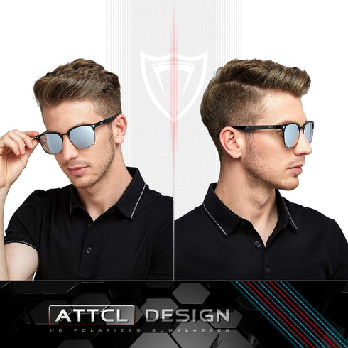 ATTCL Men's Driving Polarized Rimless Sunglasses Al-Mg Metal Frame Ultra Light...